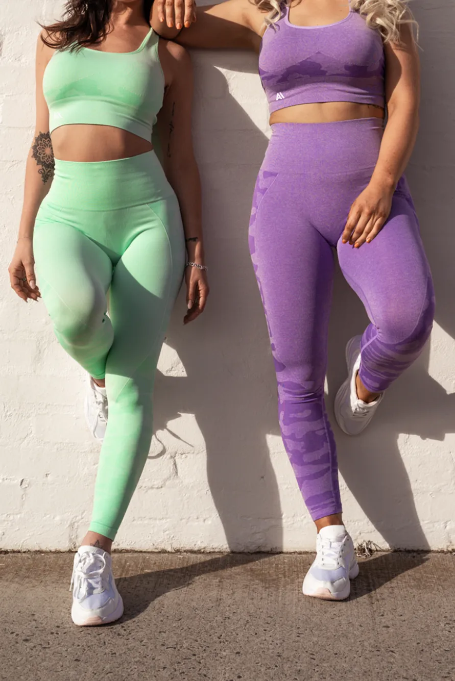 Coco Camo Scrunch Bum Leggings Purple