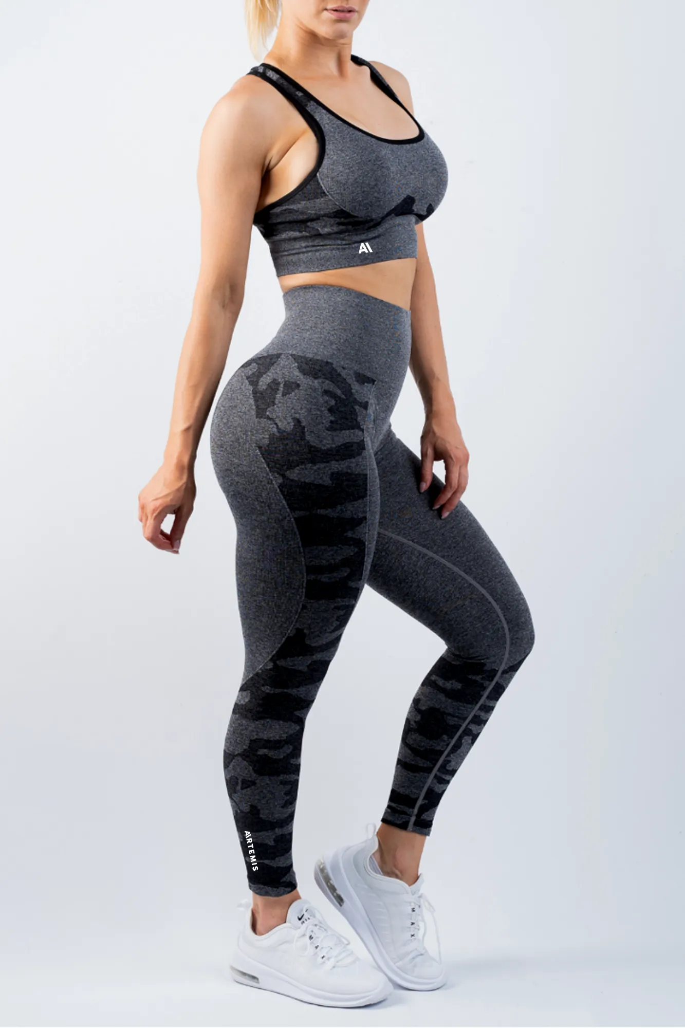 Coco Camo Sports Bra Charcoal