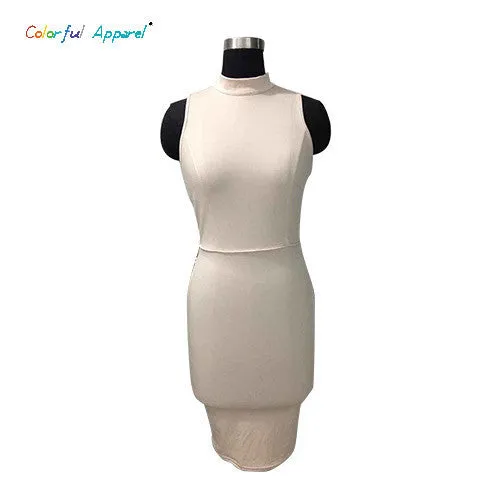 Colorful Apparel 2015 Women Summer Dress Sleeveless Sexy Bandage Dress Red Turtleneck Party Dress Casual Pencil Dresses  CA69A
