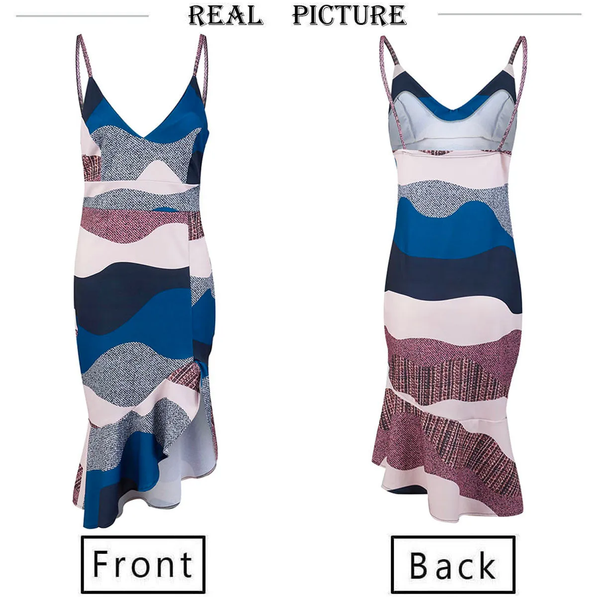 Colorful Sling Deep V-neck Ruffled Bodycon Maxi Dresses
