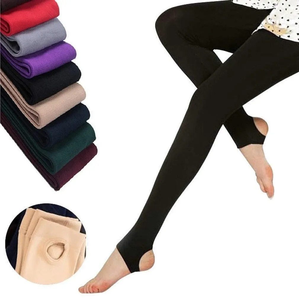 ContiNent 33 Autumn winter woman thick warm leggings candy color brushed charcoal Stretch Fleece Pants Trample Feet Leggings