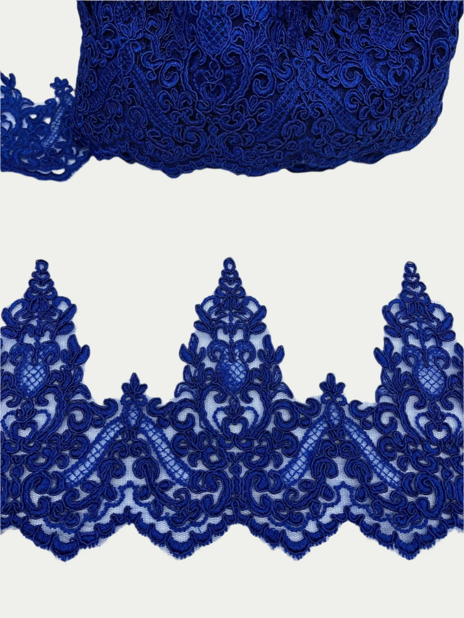 Corded Lace Trimming Embroidered on 100% Polyester Net Mesh | LaceUSA - 97014W