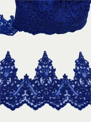 Corded Lace Trimming Embroidered on 100% Polyester Net Mesh | LaceUSA - 97014W