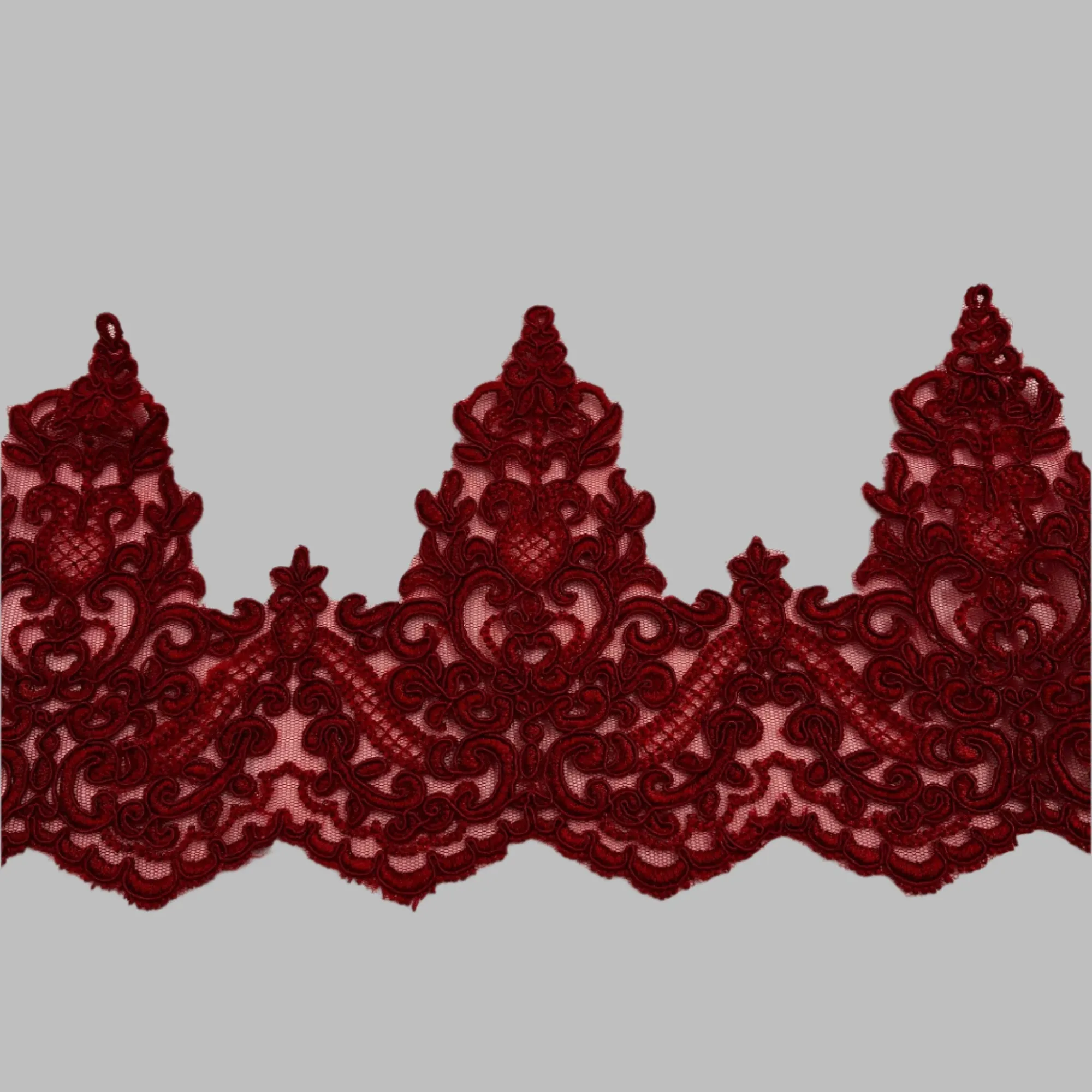 Corded Lace Trimming Embroidered on 100% Polyester Net Mesh | LaceUSA - 97014W