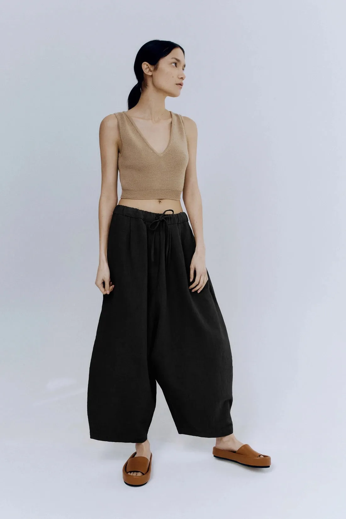 CORDERA Linen Maxi Pants - Black