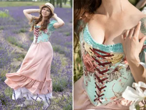 Cottagecore fantasy fairy pink cotton costume