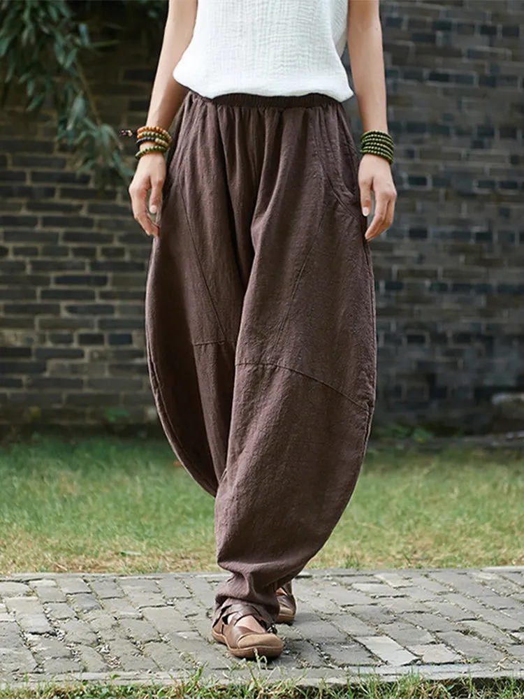 Cotton Linen Casual Long Bloomers