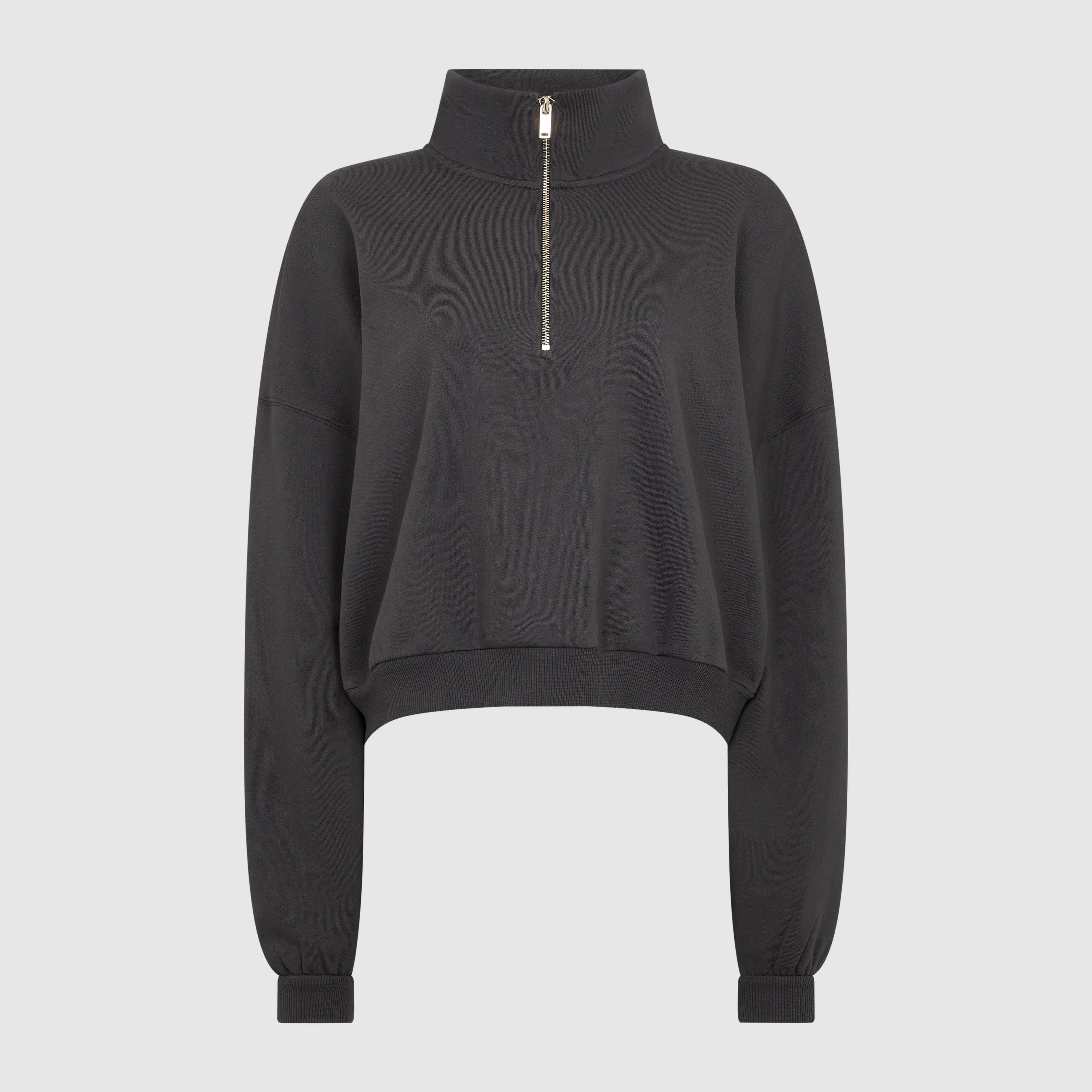 CROPPED QUARTER ZIP SWEATSHIRT - PETROL