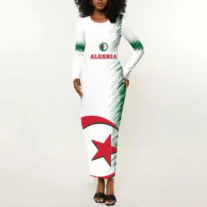 Custom Algeria Football Long Sleeve Bodycon Dress Go The Greens LT14