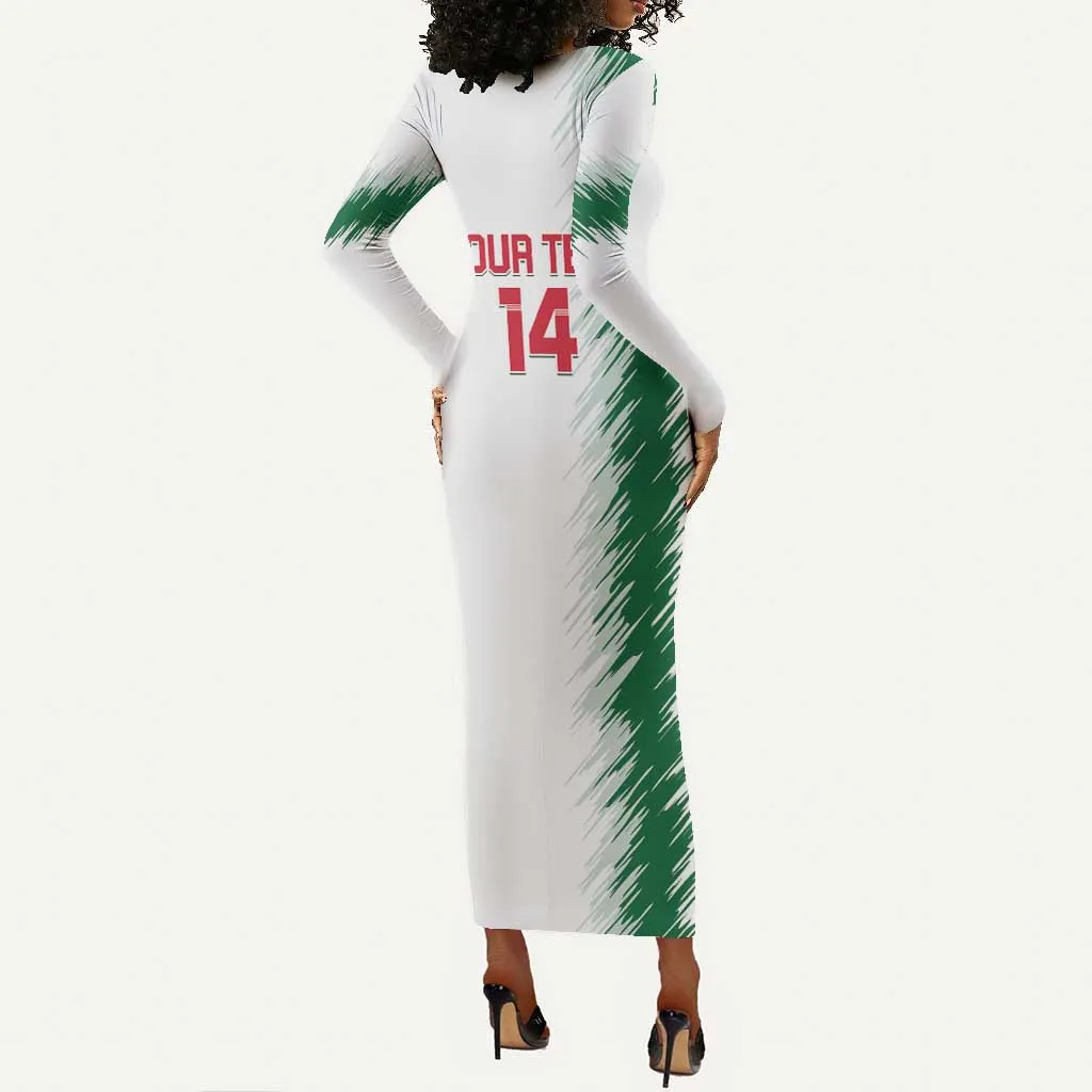 Custom Algeria Football Long Sleeve Bodycon Dress Go The Greens LT14