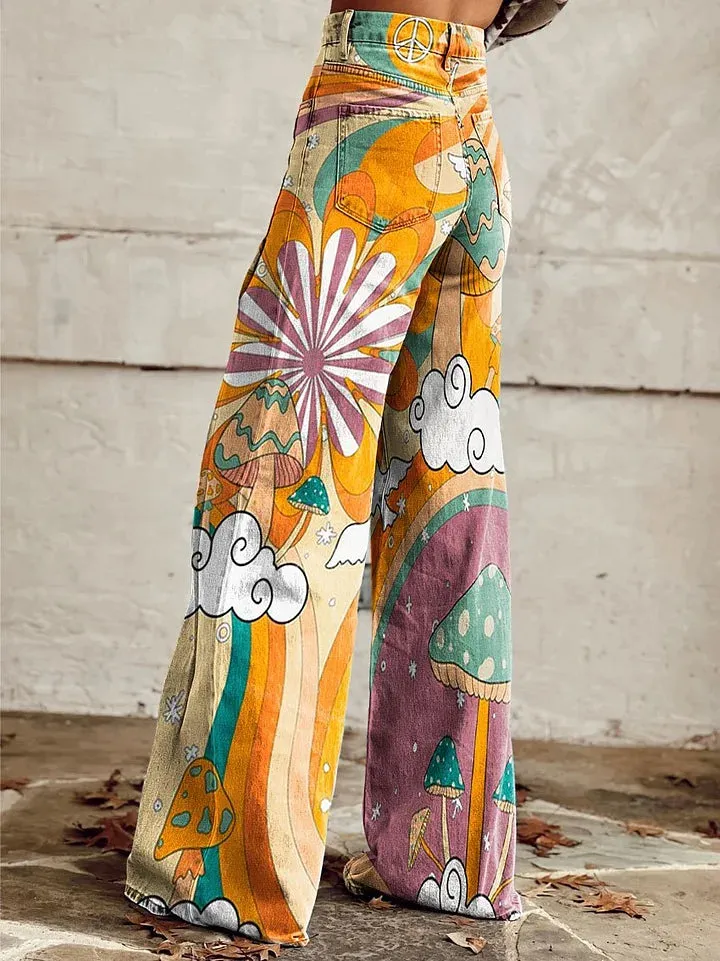 Daphne - Vintage Daisy Flowers Art Pants