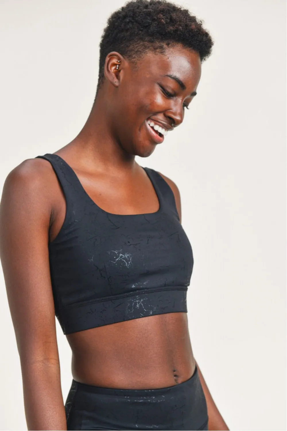 Dark Marble Foil Sports Bra(matching tights available)