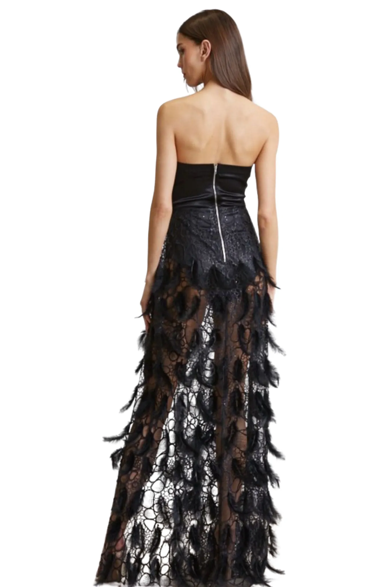 Darla Feather Trim Mesh Dress