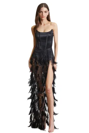 Darla Feather Trim Mesh Dress