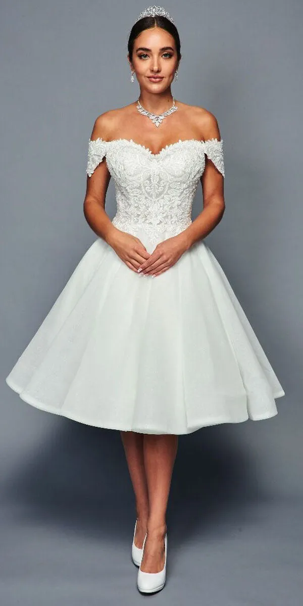 DeKlaire Bridal 467 Short Off the shoulder A-line Wedding Dress