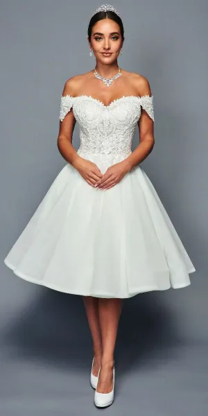 DeKlaire Bridal 467 Short Off the shoulder A-line Wedding Dress