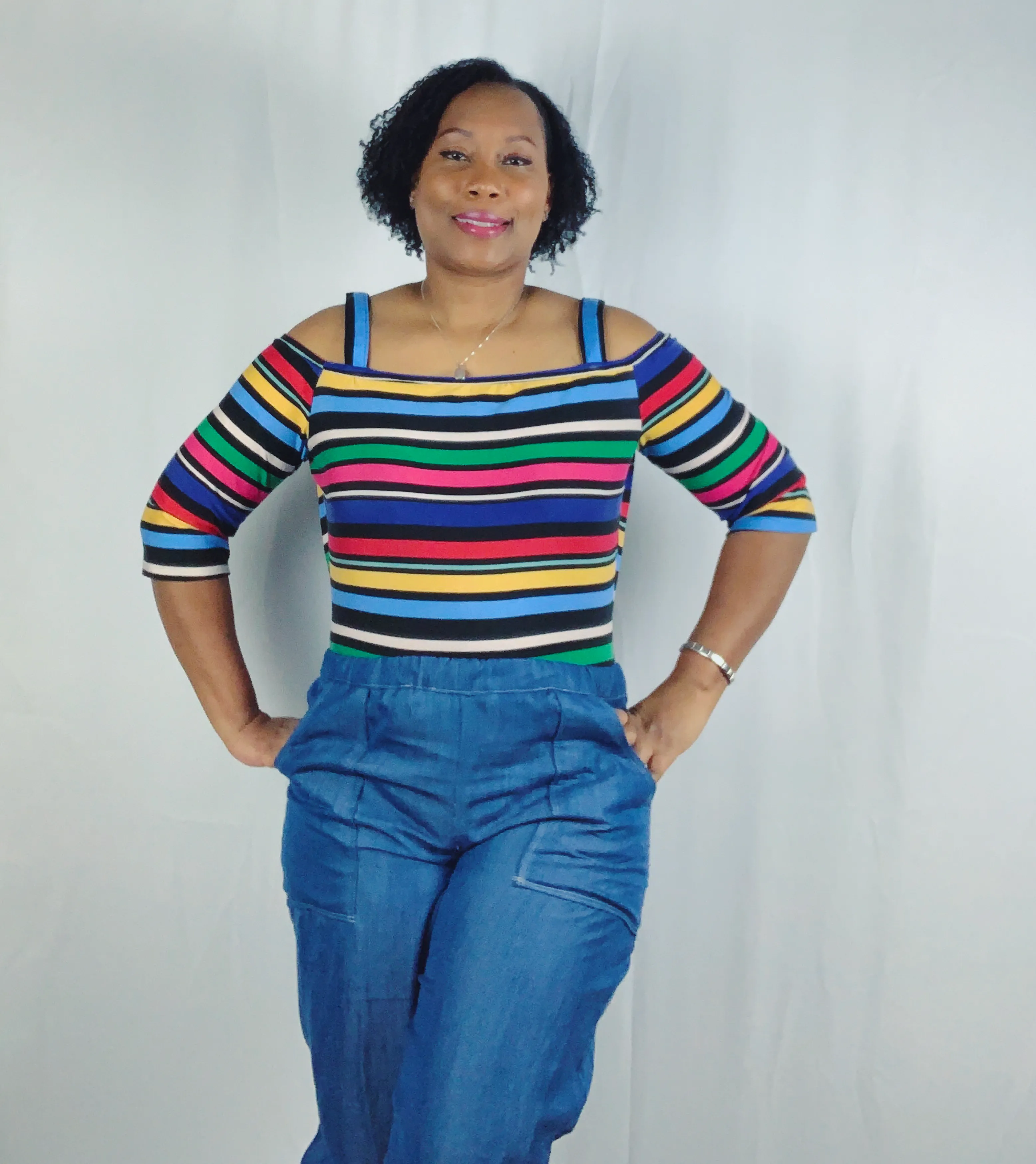 Denim Linen Capris Cropped Pants