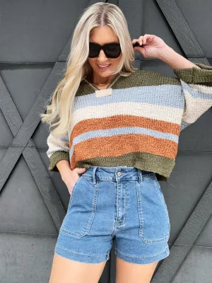Denim Square Pocket Shorts In Light Denim