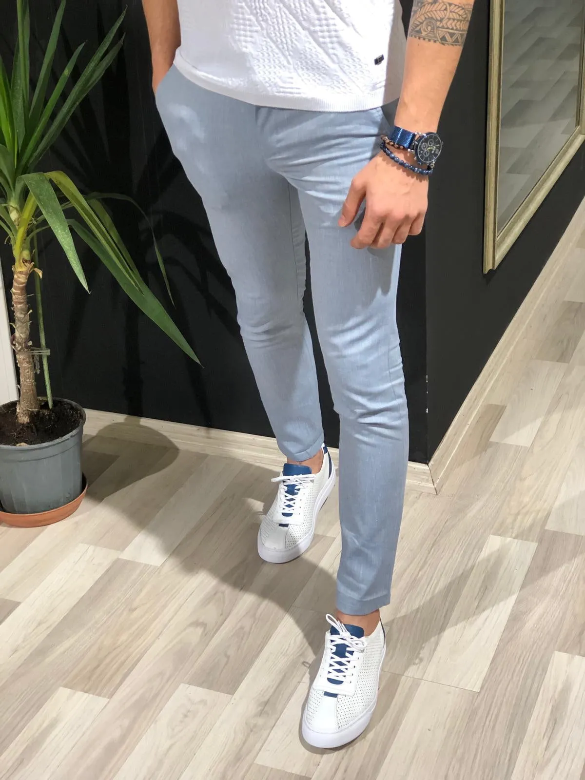 Destination Slim Blue Linen Pants - Elegant Versatility for Every Occasion