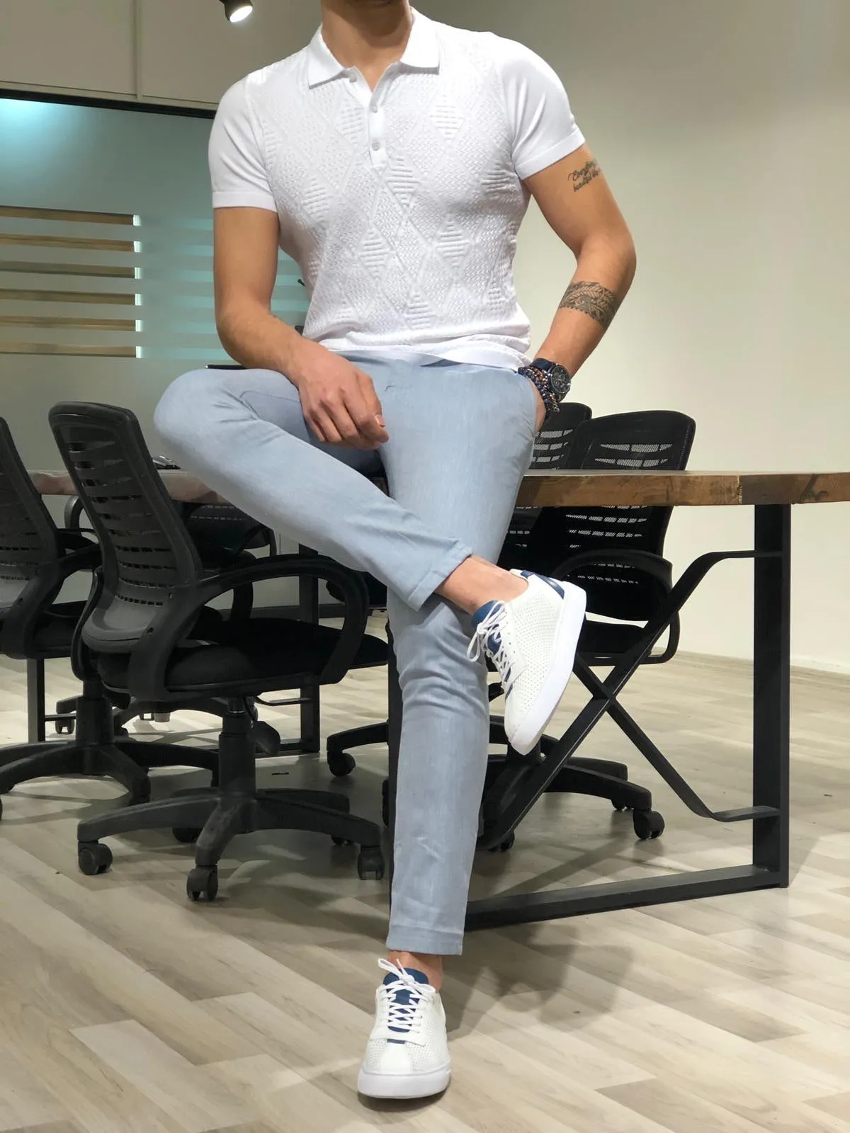 Destination Slim Blue Linen Pants - Elegant Versatility for Every Occasion