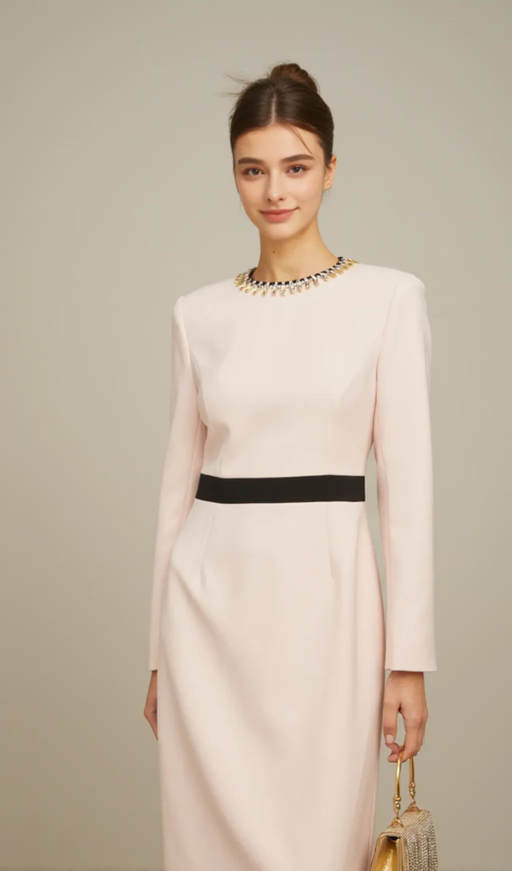 diamond-embellished sheath maxi dress in pink