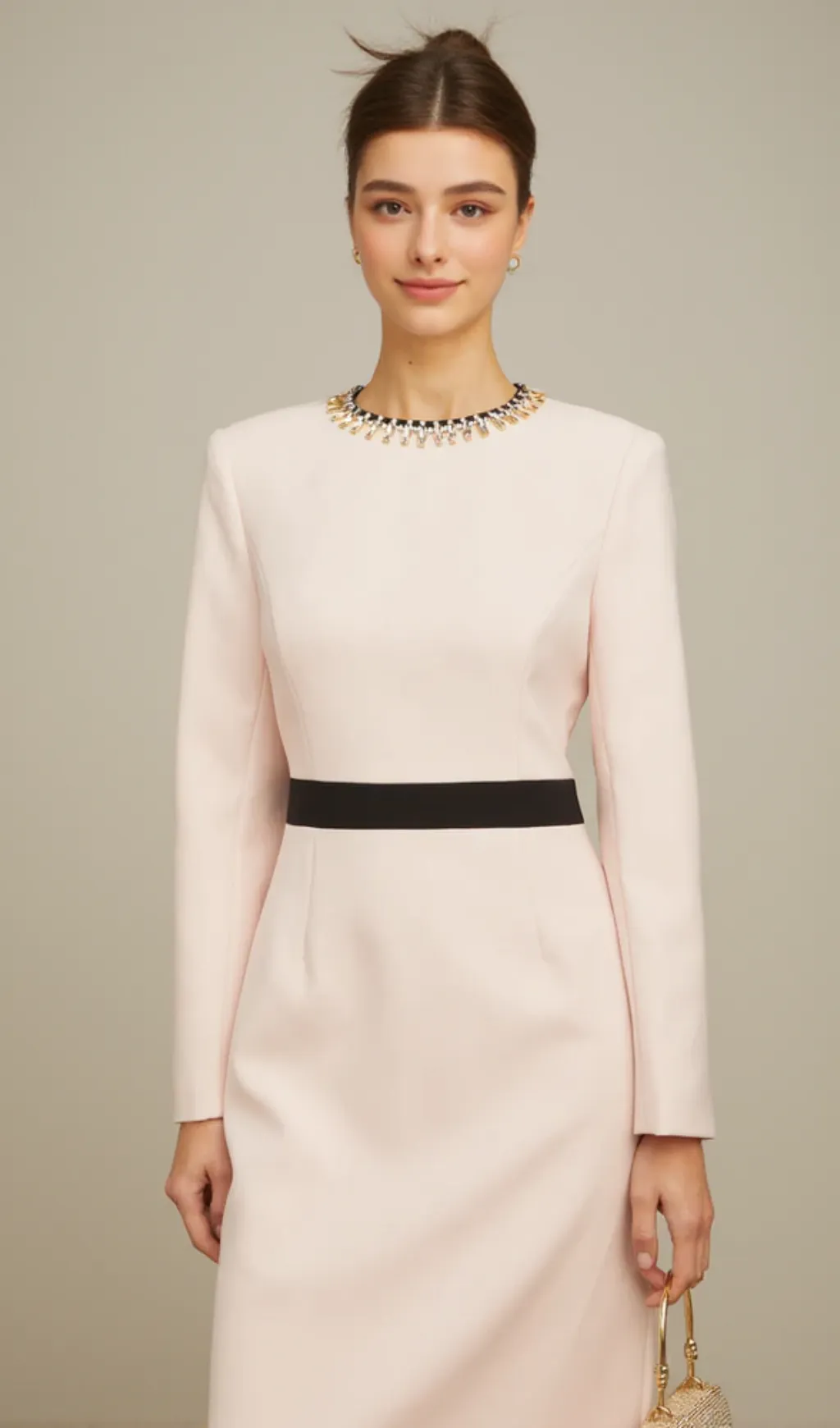 diamond-embellished sheath maxi dress in pink