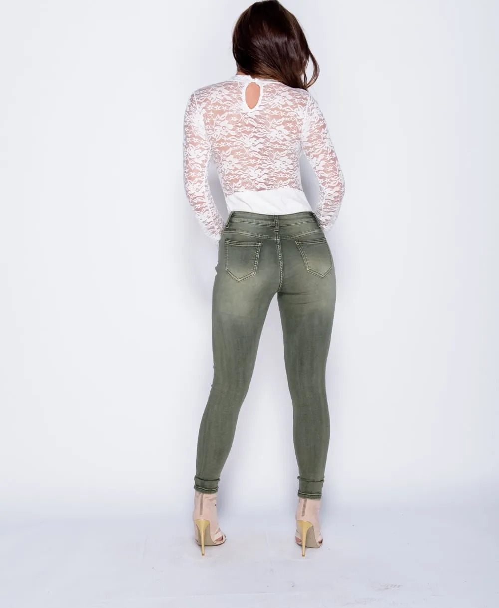 Distressed Army Badge Jeans