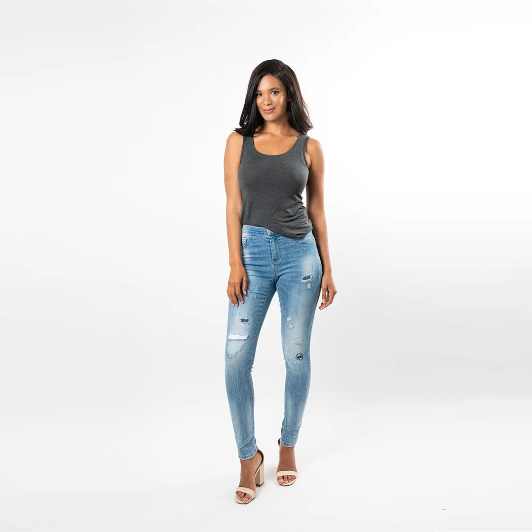 Distressed Patchwork Capris