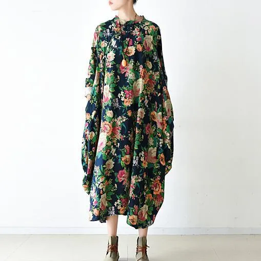 Donita - Floral navy maxi dress