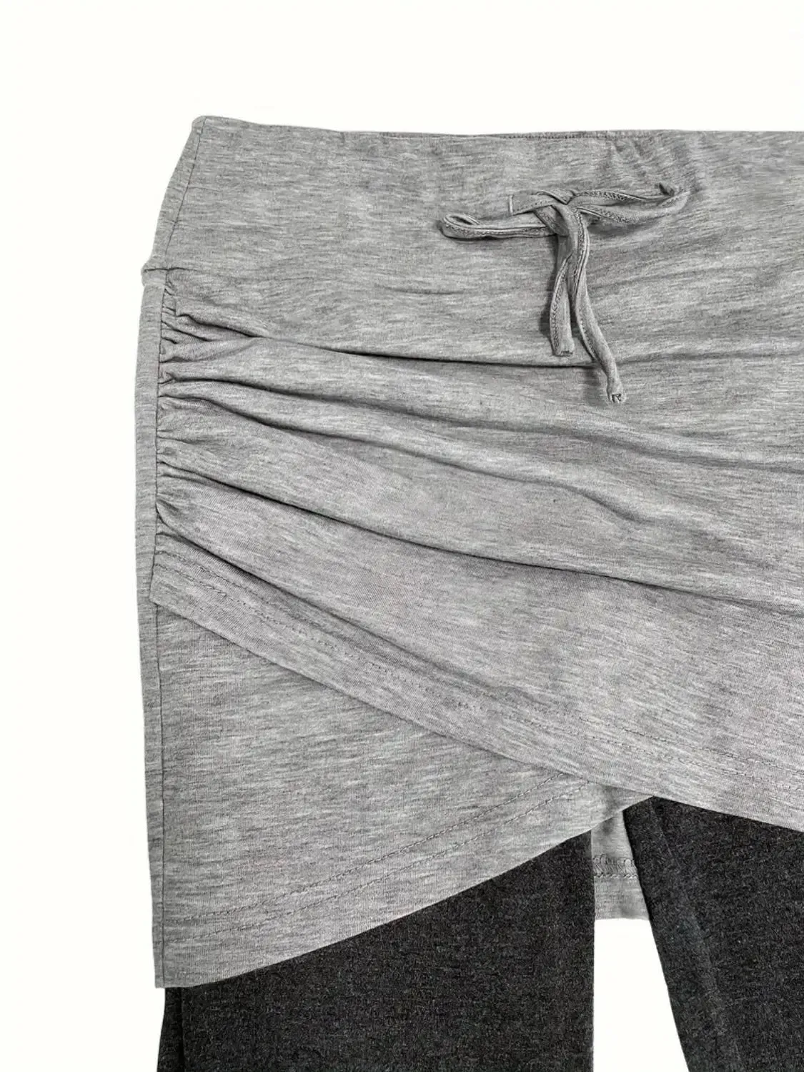 Drawstring Two Pieces Active Leggings with Ruched Skirt