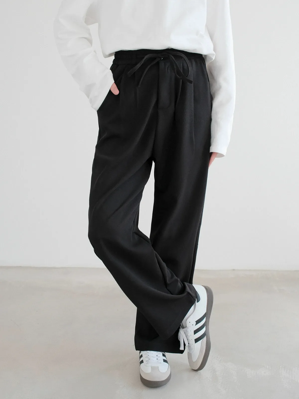 Elastic Waist Drawstring Casual Pants