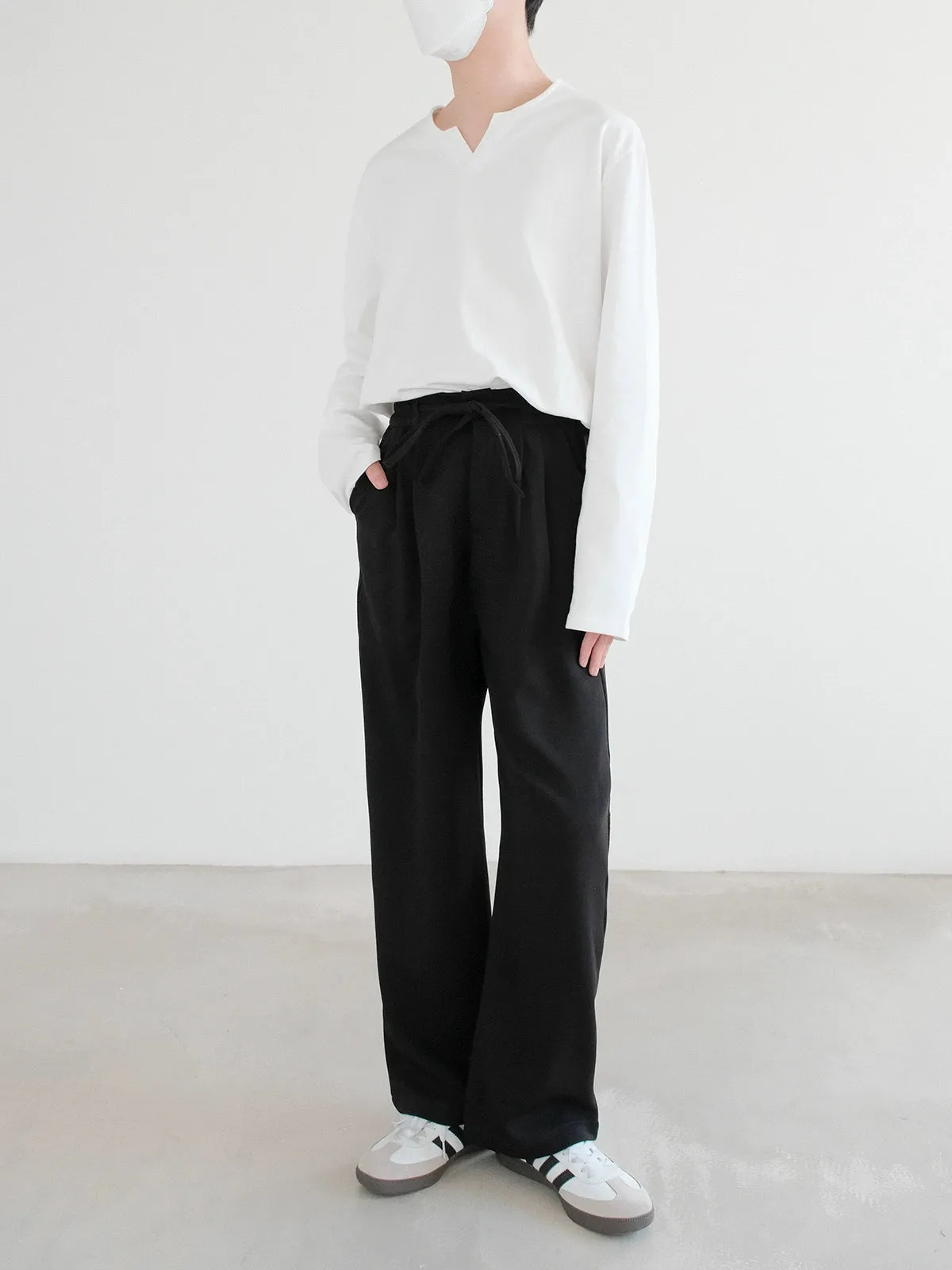 Elastic Waist Drawstring Casual Pants