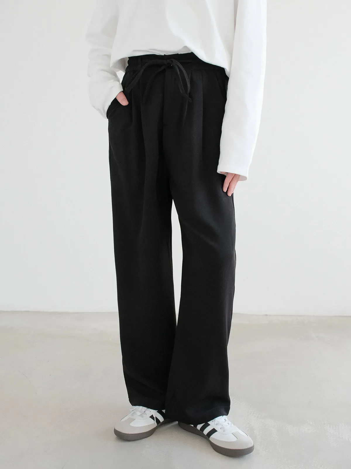 Elastic Waist Drawstring Casual Pants