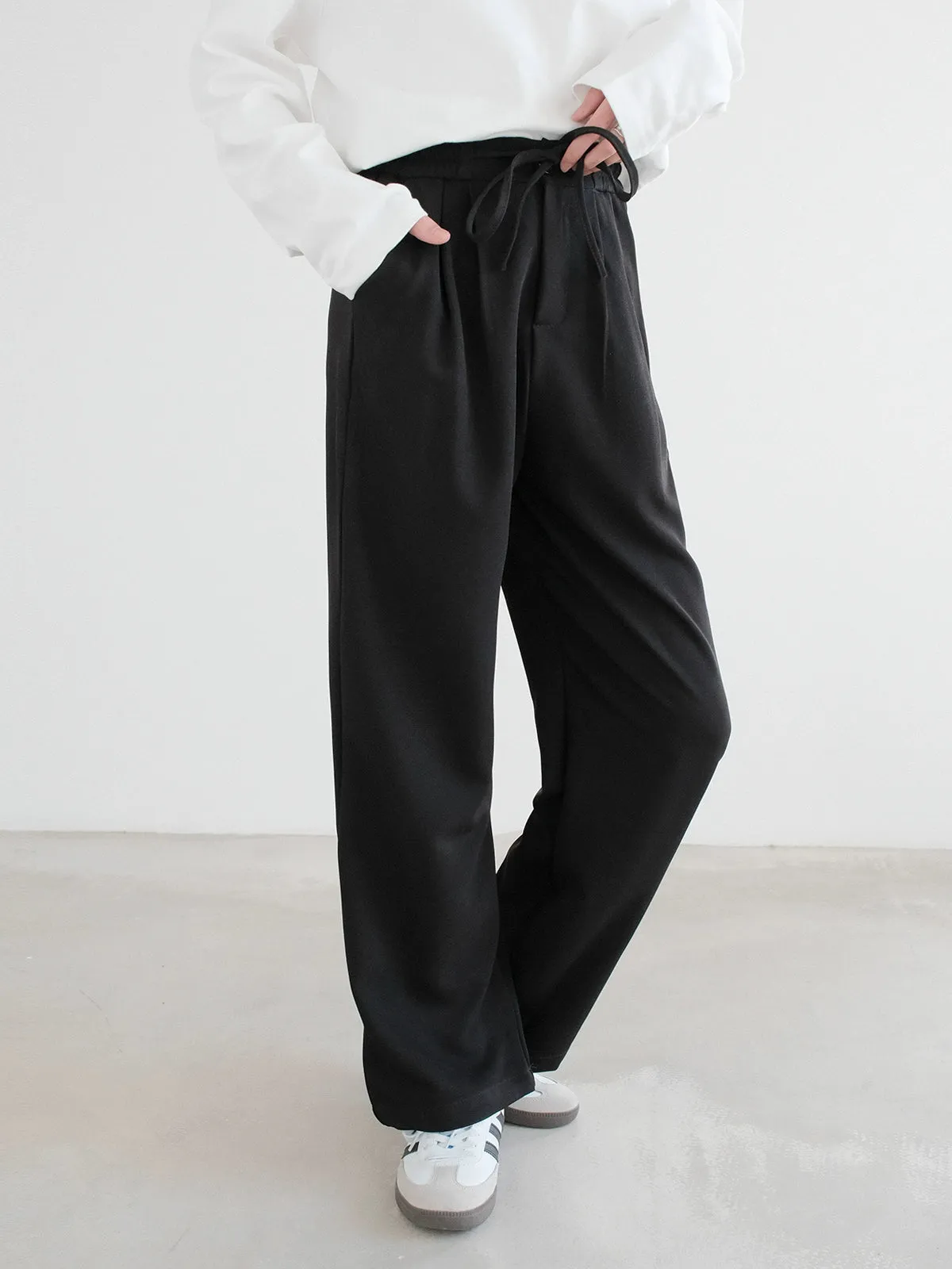 Elastic Waist Drawstring Casual Pants