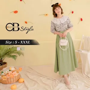 ELASTIC WAIST PLEAT CHIFFON A-LINE MAXI SKIRTS