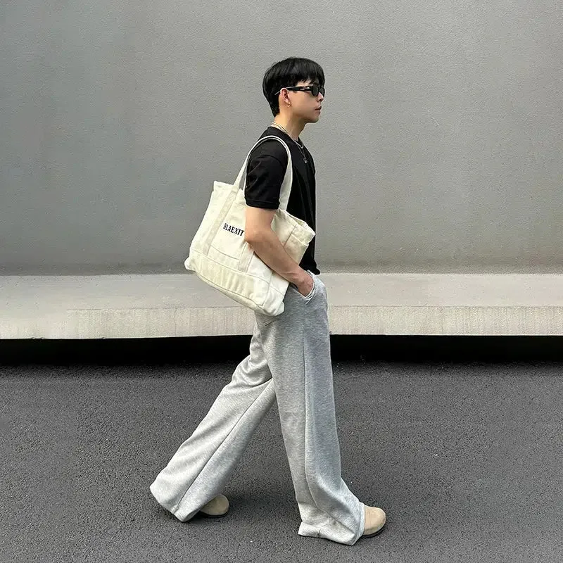 Elastic Waist Slightly Flared Casual Pants