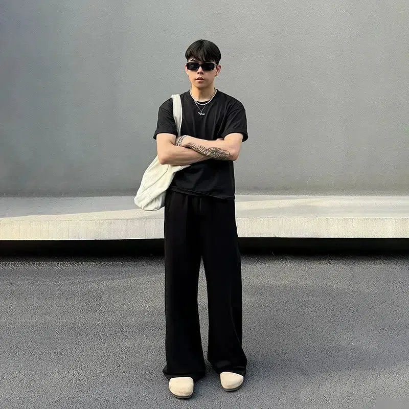 Elastic Waist Slightly Flared Casual Pants