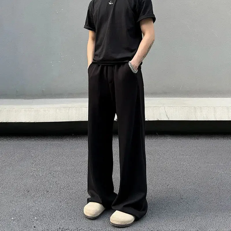 Elastic Waist Slightly Flared Casual Pants