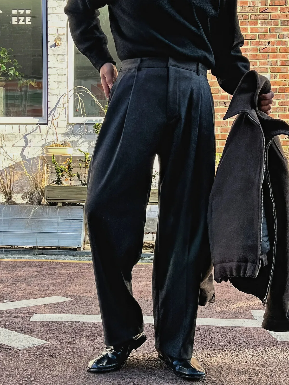 Elastic Waist Wide-Leg Casual Pants