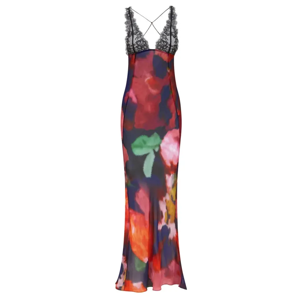 Elegant Tie Dye Backless Bodycon See Through Dress