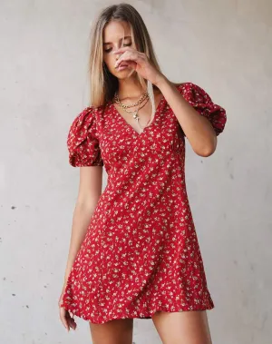 Elfira Dress in Falling for You Floral Red
