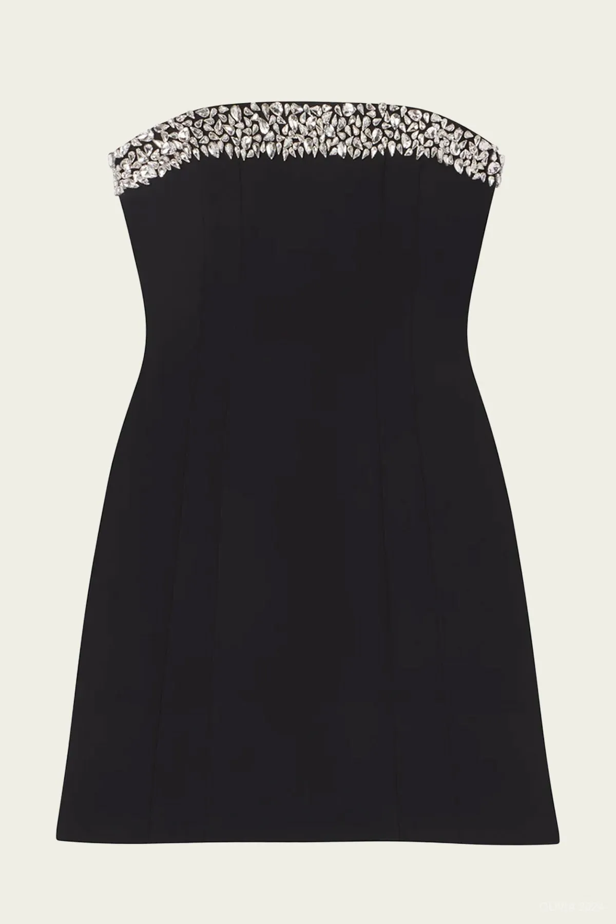Elsie Strapless Embellished Mini Dress in Black