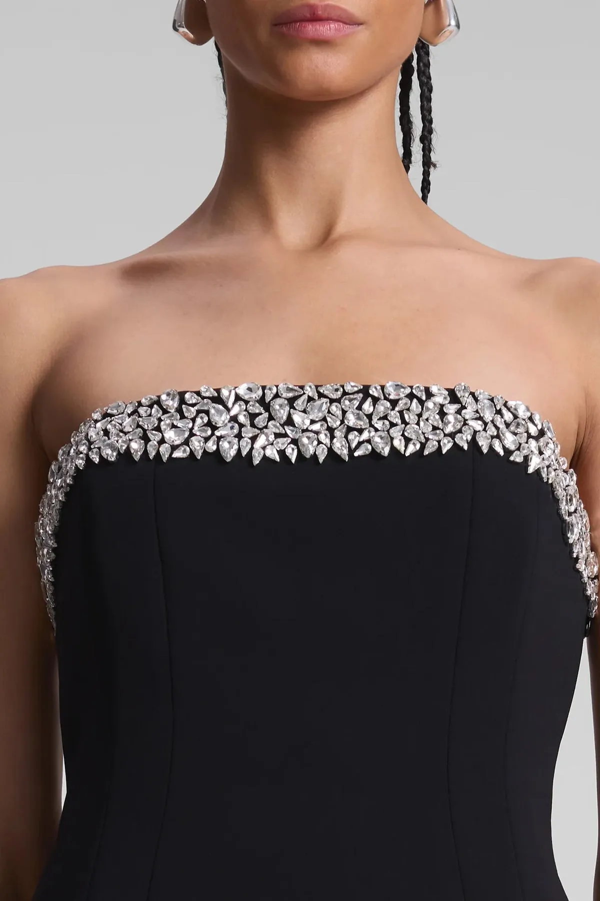 Elsie Strapless Embellished Mini Dress in Black