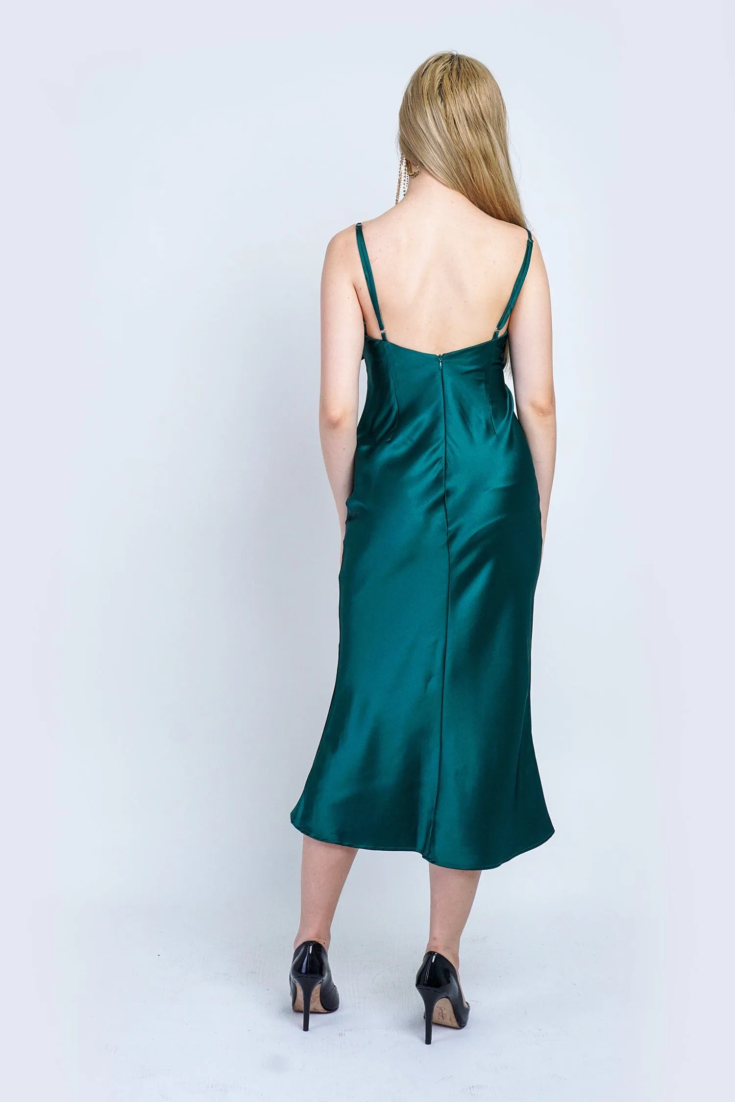 Emerald Bow Bias Maxi Dress
