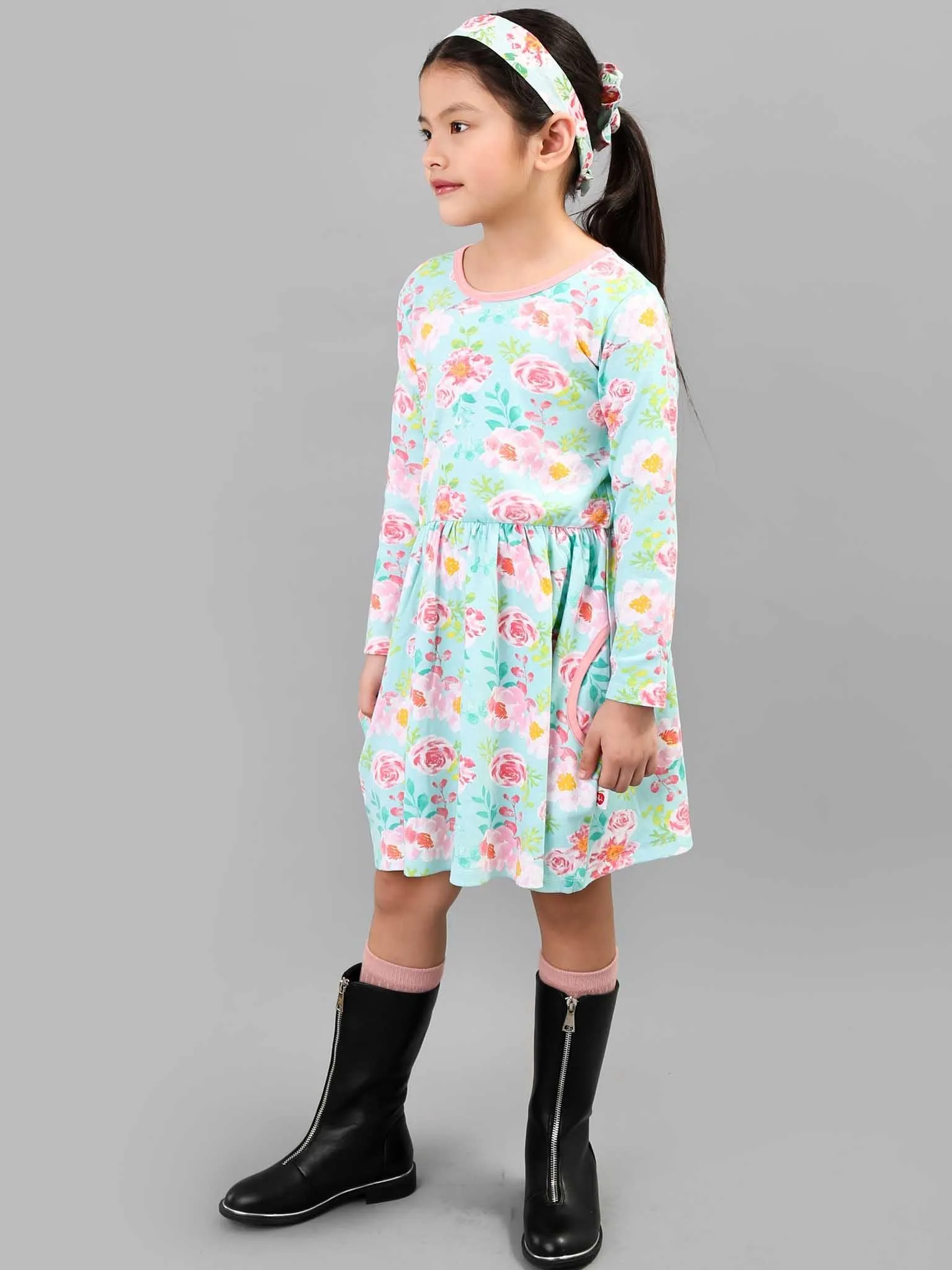 Emily Blue Watercolour Jersey Dress