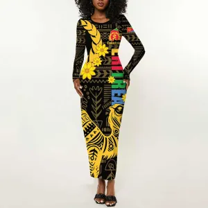 Enkutatash Eritrea New Year Long Sleeve Bodycon Dress Eritrean Camel African Pattern LT01
