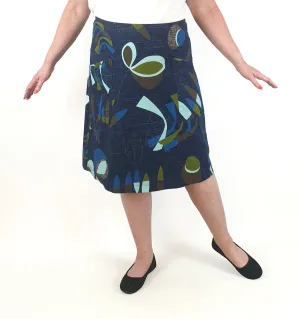Essaye by Surface Art navy-based unique print A-line skirt size XXL (made in Australia)