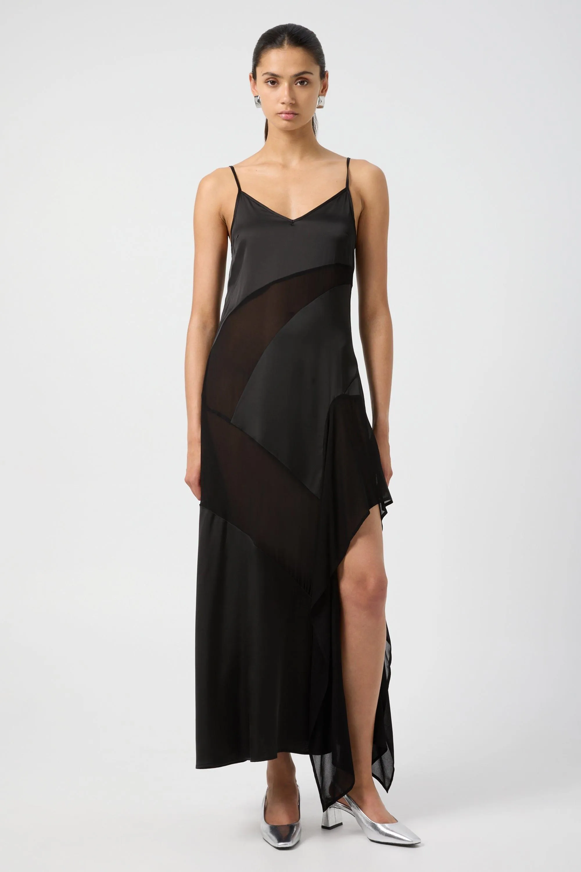 ESSENCE PANELLED MAXI DRESS | BLACK