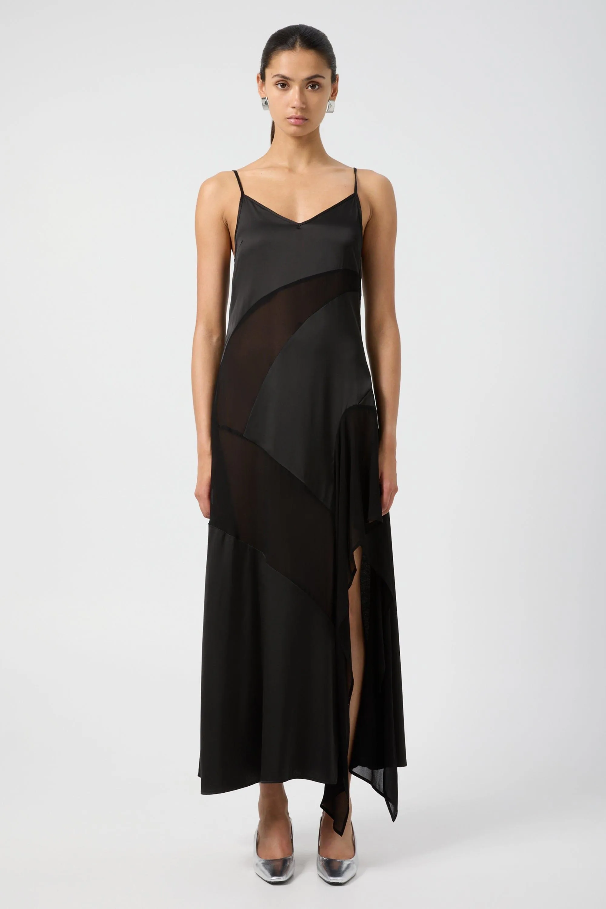 ESSENCE PANELLED MAXI DRESS | BLACK