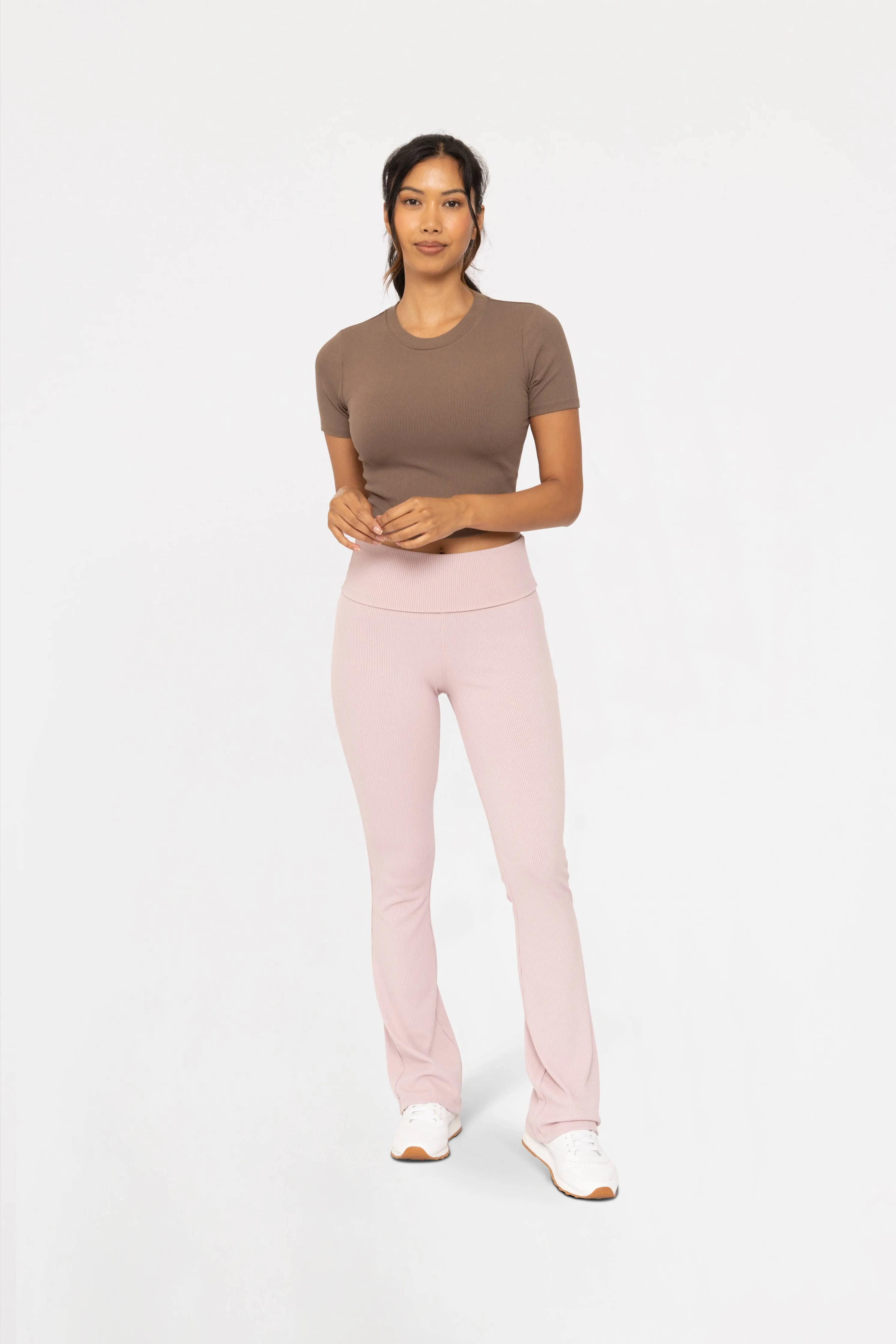 Essential Micro-Ribbed Cropped Athleisure Tee